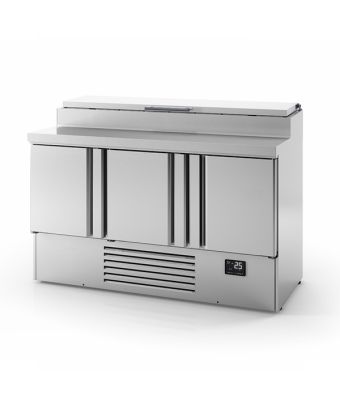 3 DR Compact GN Prep Counter w/ Raised Collar 355L