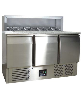 3 Door Compact Gastronorm Pizza Prep Counter 368L