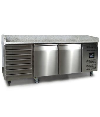 2 Dr Pizza Prep Counter with Neutral drawers 580L